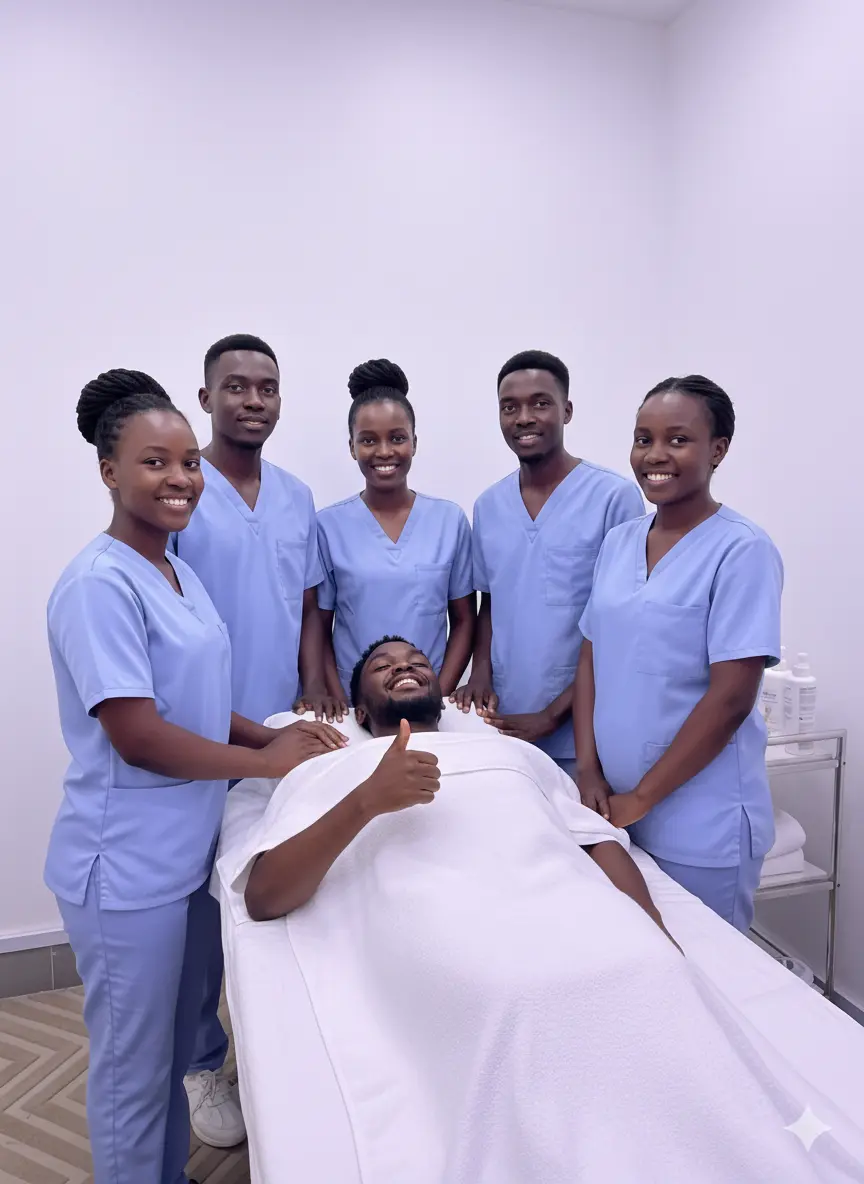 Skilled therapist giving a luxury facial treatment at Shebah Spa Ruiru